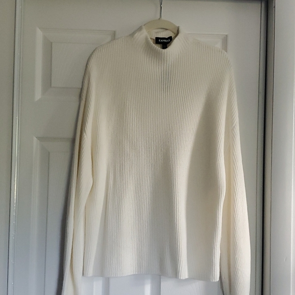Express Sweaters - Express Mock Neck Cream Sweater